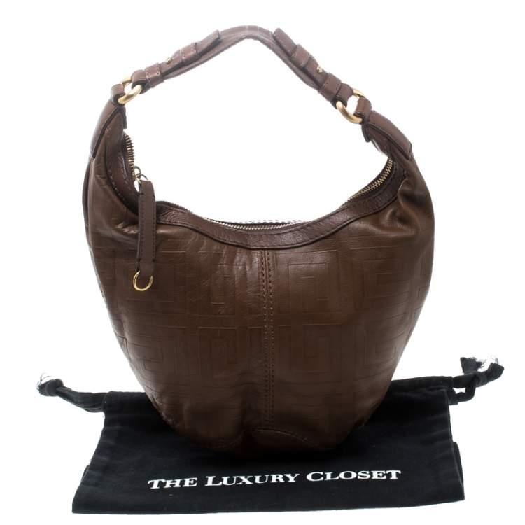 Pre Owned Givenchy Brown Signature Embossed Leather Hobo