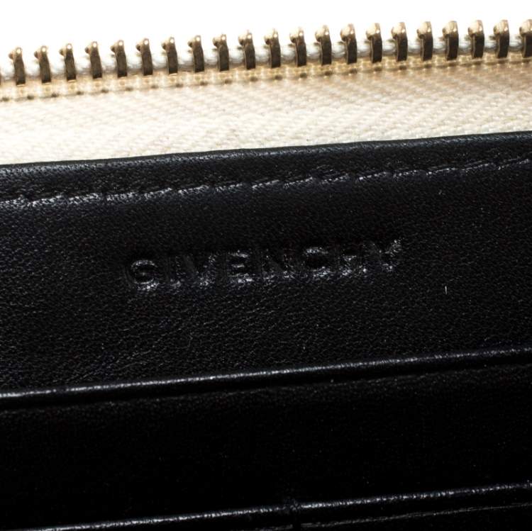 Pre Owned Givenchy White/Grey Coated Canvas Antigona Zip Around Wallet