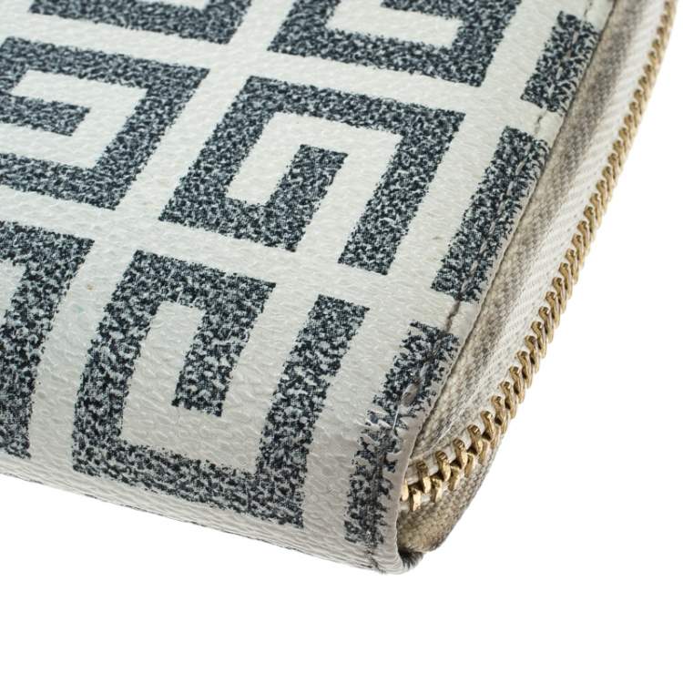 Pre Owned Givenchy White/Grey Coated Canvas Antigona Zip Around Wallet