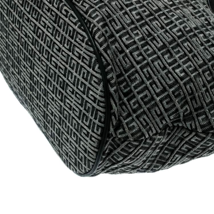Pre Owned Givenchy Black/Grey Monochrome Signature Fabric and Leather Hobo