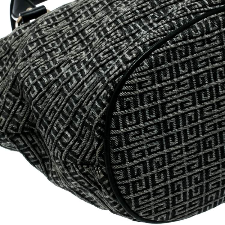 Pre Owned Givenchy Black/Grey Monochrome Signature Fabric and Leather Hobo
