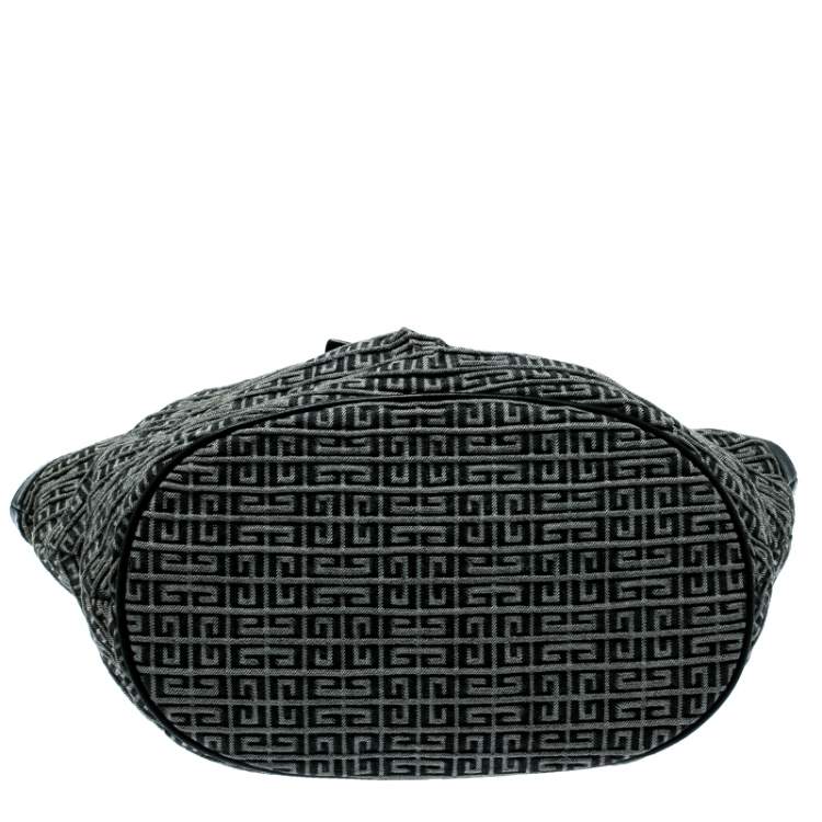 Pre Owned Givenchy Black/Grey Monochrome Signature Fabric and Leather Hobo