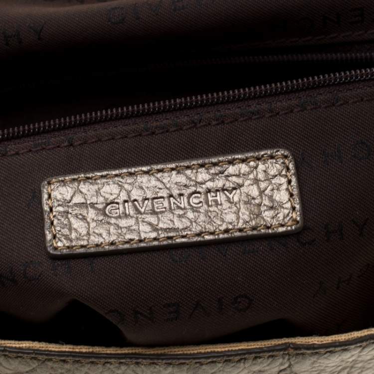 Pre Owned Givenchy Cream and Metallic Brown Canvas And Leather Satchel