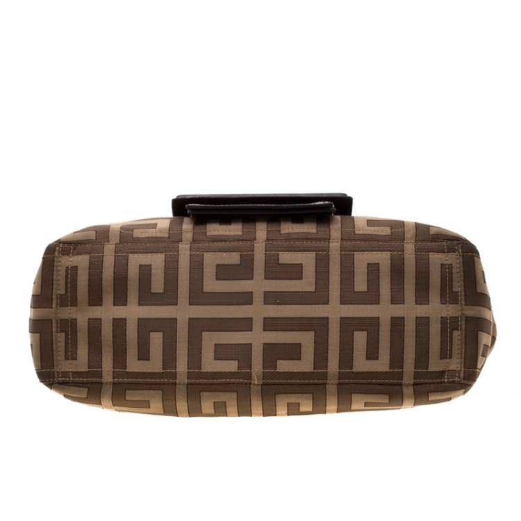 Pre Owned Givenchy Brown Monogram Canvas And Croc Embossed Leather Tote