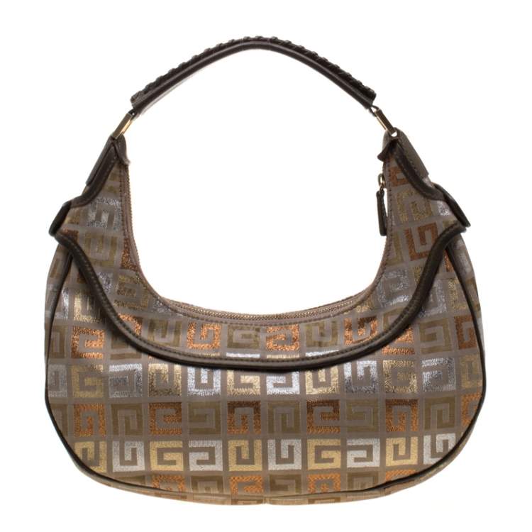 Pre Owned Givenchy Multicolor Signature Canvas and Leather Hobo