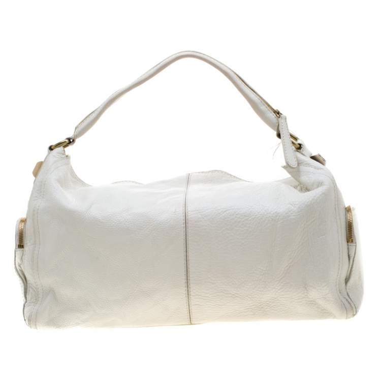 Pre Owned Givenchy White Leather Multiple Zip Shoulder Bag