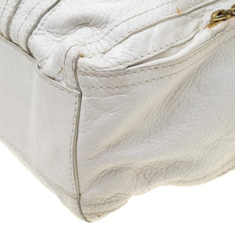 Pre Owned Givenchy White Leather Multiple Zip Shoulder Bag