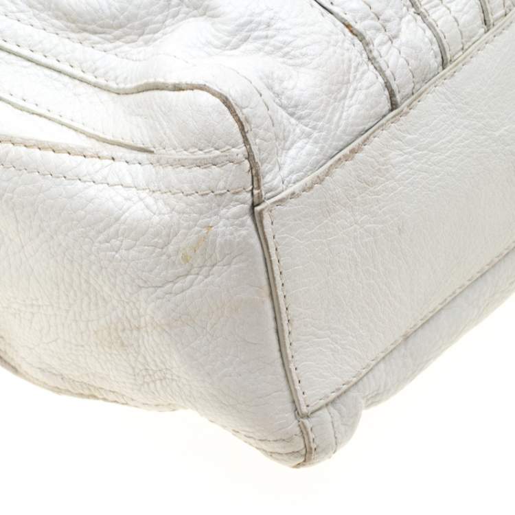 Pre Owned Givenchy White Leather Multiple Zip Shoulder Bag
