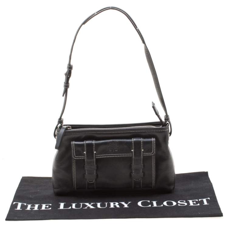 Pre Owned Givenchy Black Leather Pocket Shoulder Bag