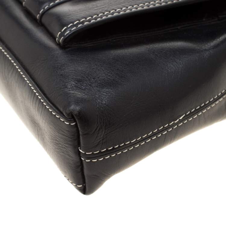 Pre Owned Givenchy Black Leather Pocket Shoulder Bag