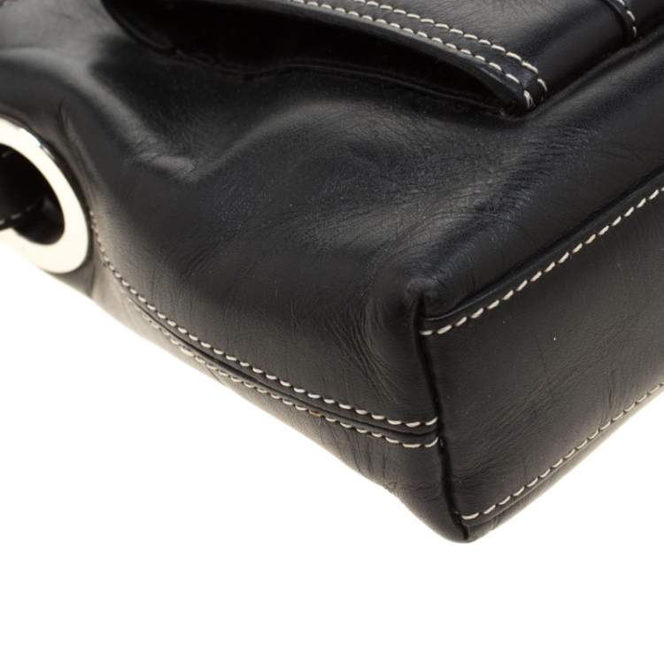 Pre Owned Givenchy Black Leather Pocket Shoulder Bag
