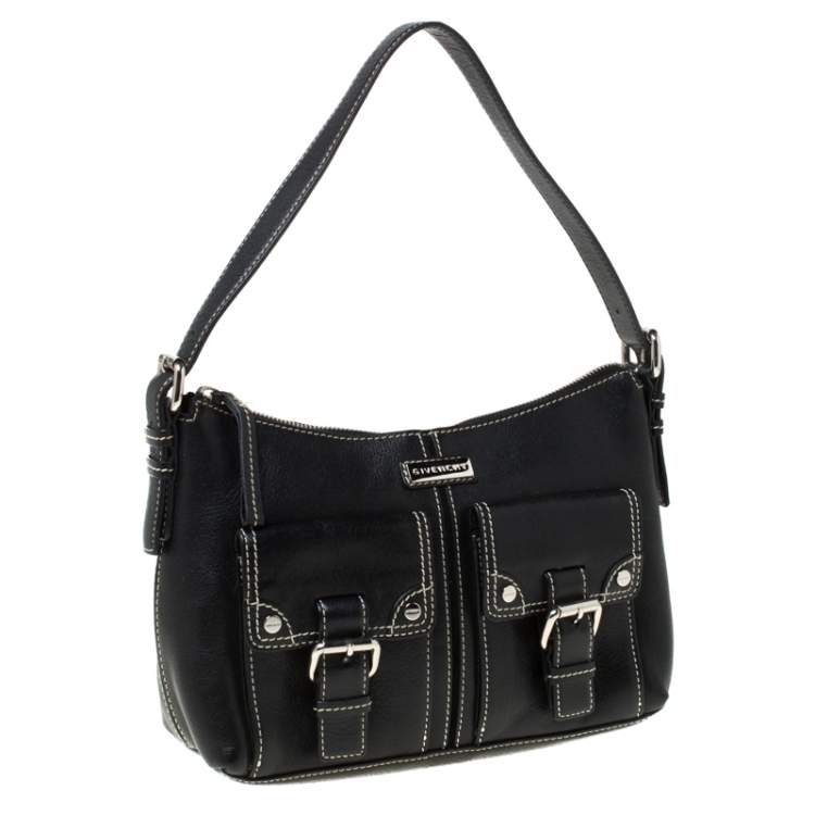 مملوكة مسبقًا Givenchy Black Leather Twin Pocket Shoulder Bag