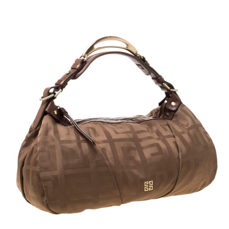 Pre Owned Givenchy Brown Monogram Canvas and Leather Hobo