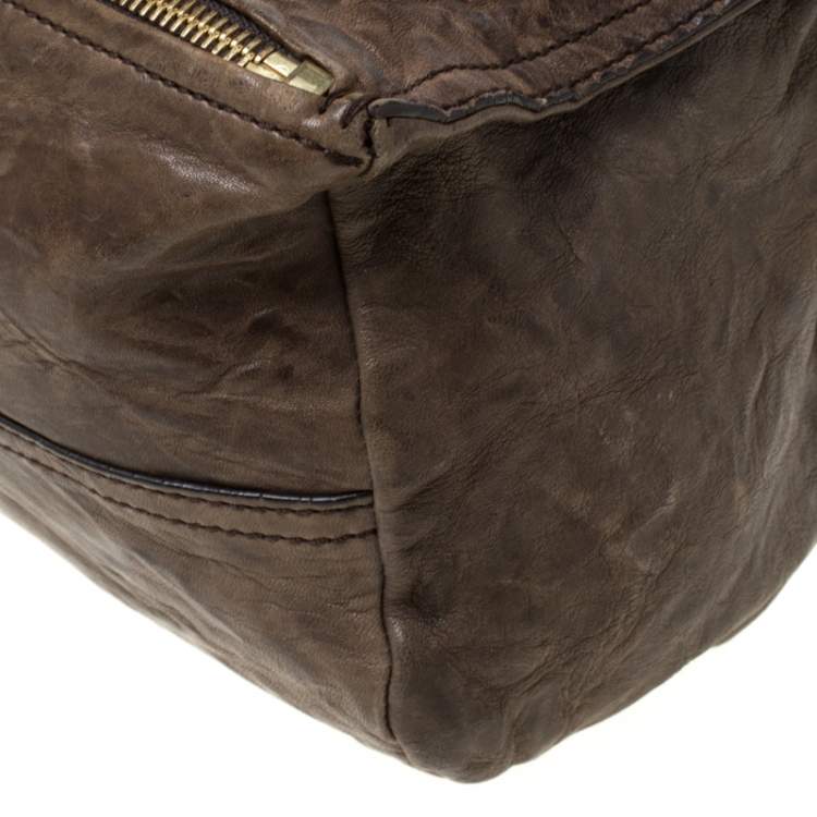 Pre Owned Givenchy Brown Crinkled Leather Medium Pandora Shoulder Bag