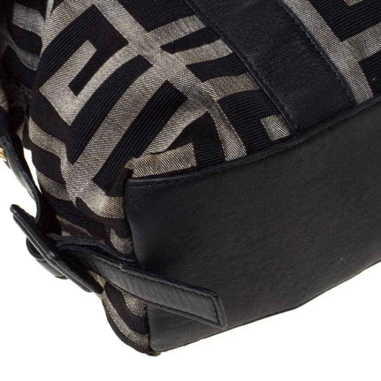 مملوكة مسبقًا Givenchy Black Monogram Canvas and Leather Buckle Shoulder Bag