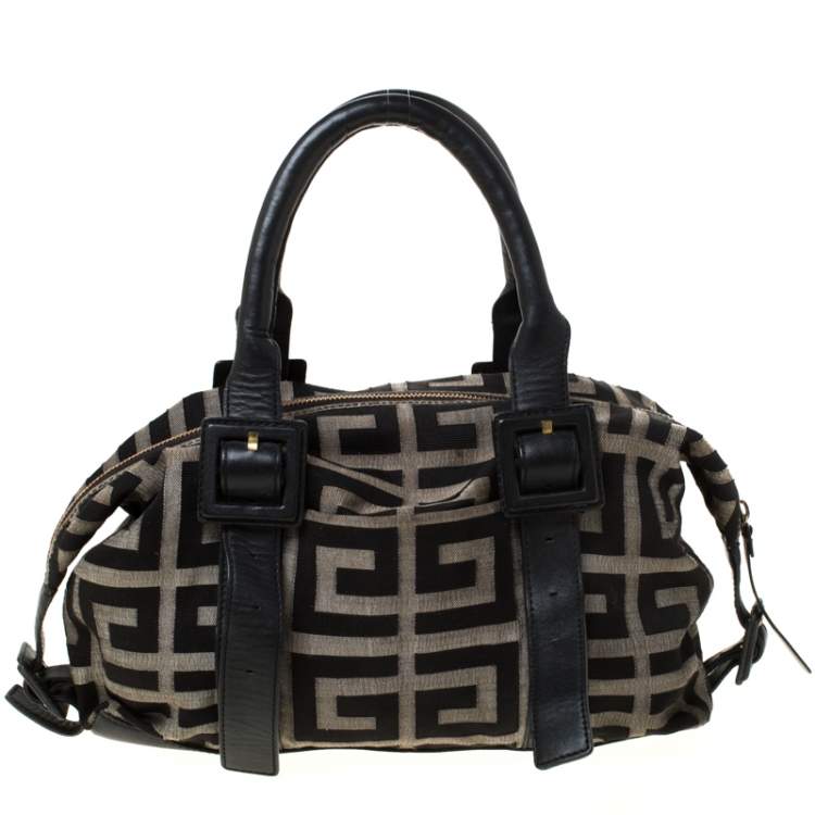 مملوكة مسبقًا Givenchy Black Monogram Canvas and Leather Buckle Shoulder Bag