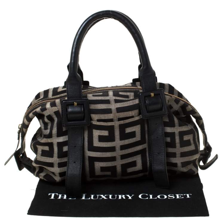 مملوكة مسبقًا Givenchy Black Monogram Canvas and Leather Buckle Shoulder Bag