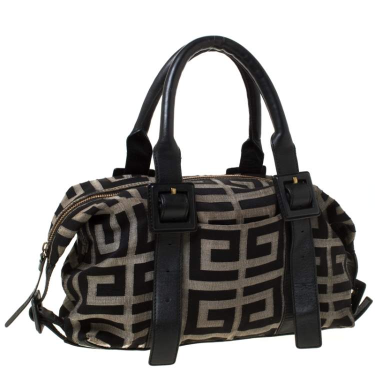 مملوكة مسبقًا Givenchy Black Monogram Canvas and Leather Buckle Shoulder Bag
