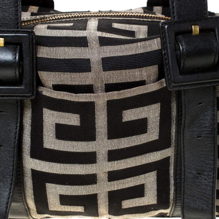 مملوكة مسبقًا Givenchy Black Monogram Canvas and Leather Buckle Shoulder Bag