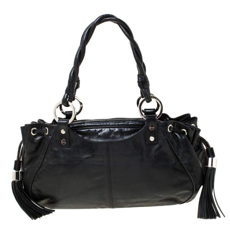 Pre Owned Givenchy Black Leather Pumpkin Tassel Satchel