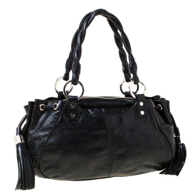 Pre Owned Givenchy Black Leather Pumpkin Tassel Satchel