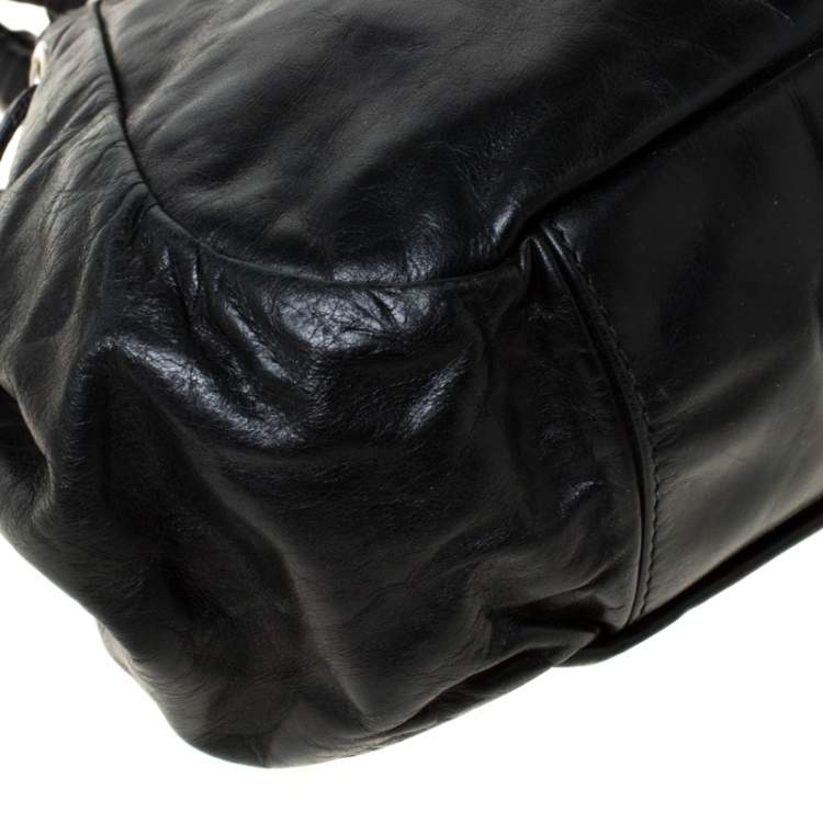 Pre Owned Givenchy Black Leather Pumpkin Tassel Satchel