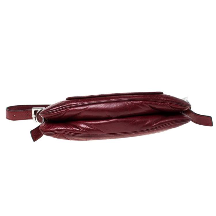 Pre Owned Givenchy Red Leather Logo Shoulder Bag