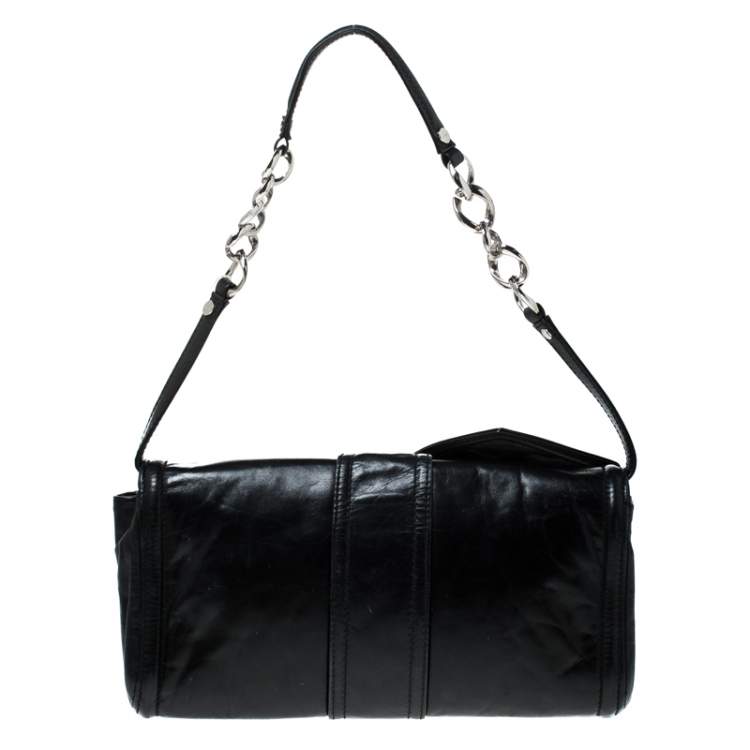 Pre Owned Givenchy Black Leather Knot Clutch