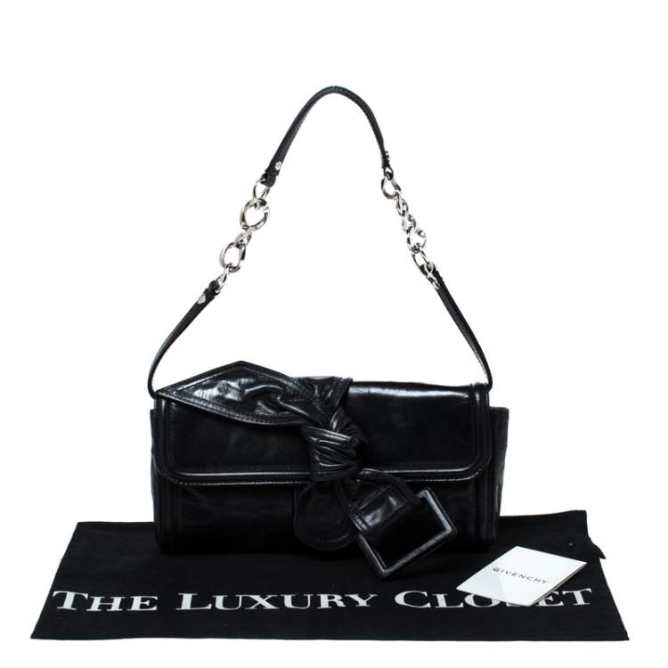 Pre Owned Givenchy Black Leather Knot Clutch