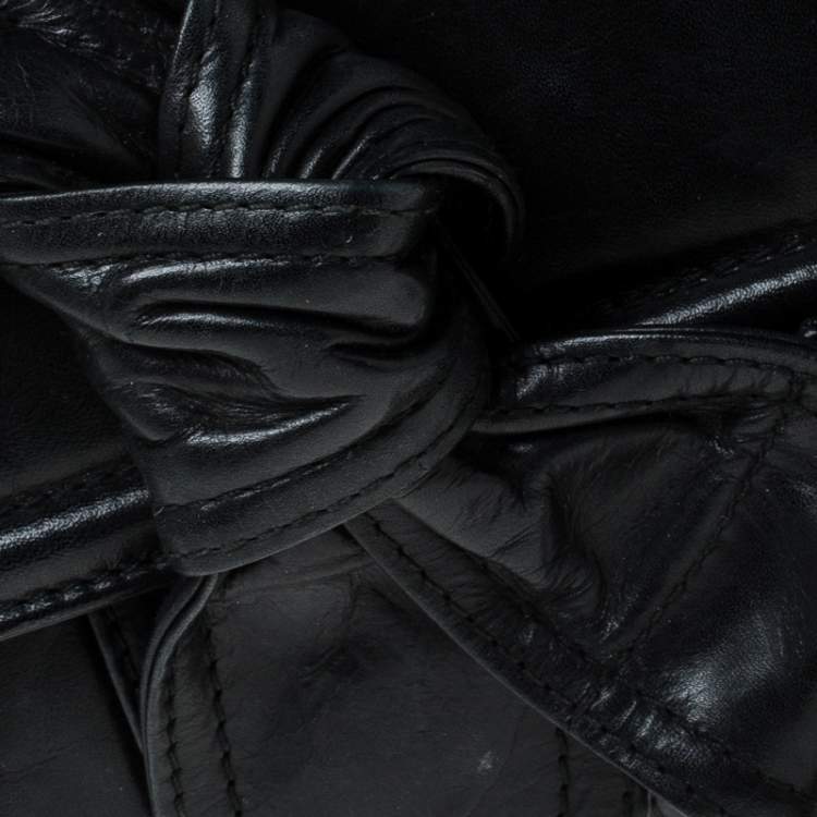 Pre Owned Givenchy Black Leather Knot Clutch