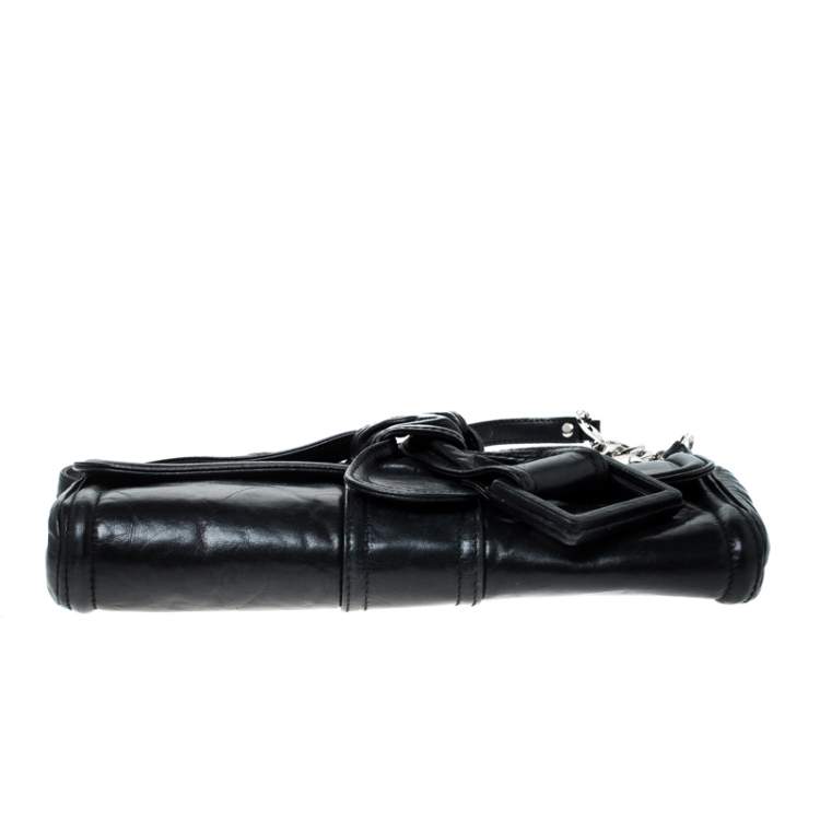 Pre Owned Givenchy Black Leather Knot Clutch