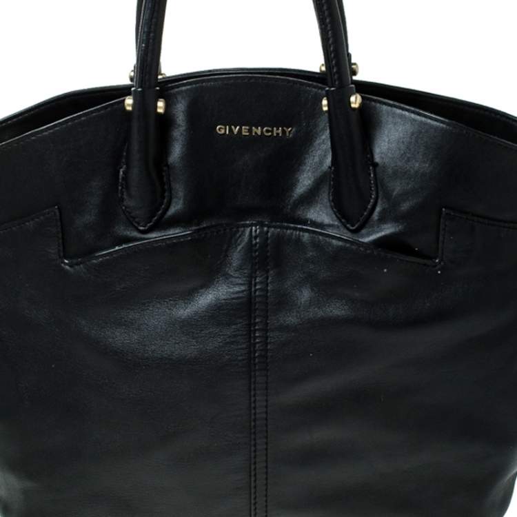 Pre Owned Givenchy Black Leather Front Pocket Satchel