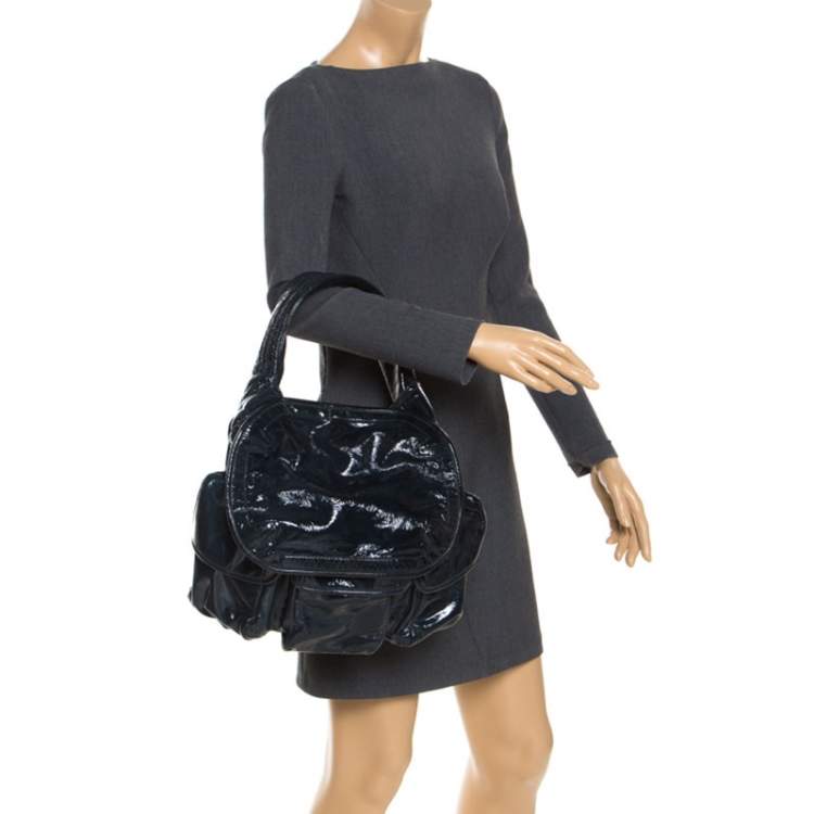 Pre Owned Givenchy Midnight Blue Patent Leather Hobo