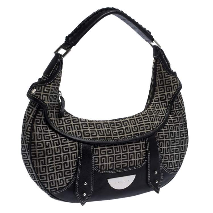 Pre Owned Givenchy Grey/Black Canvas and Leather Hobo