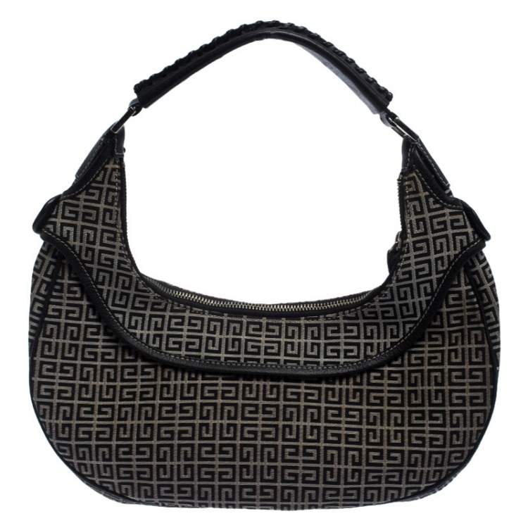 Pre Owned Givenchy Grey/Black Canvas and Leather Hobo