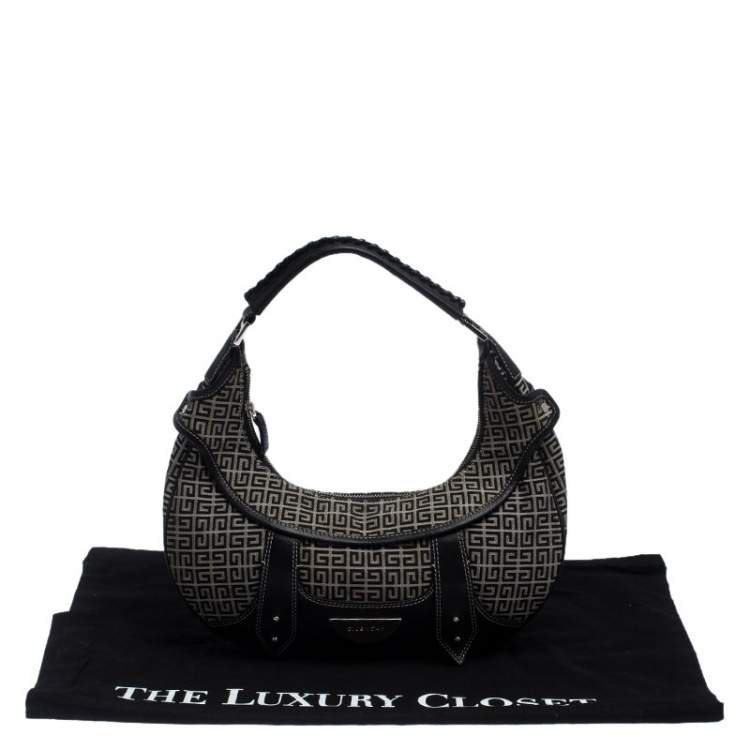 Pre Owned Givenchy Grey/Black Canvas and Leather Hobo