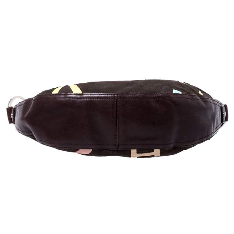 مملوكة مسبقًا Givenchy Dark Brown Nubuck and Leather Half Moon Hobo