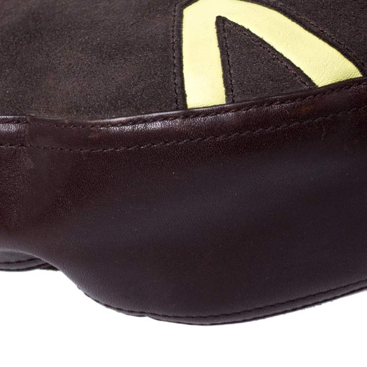 مملوكة مسبقًا Givenchy Dark Brown Nubuck and Leather Half Moon Hobo