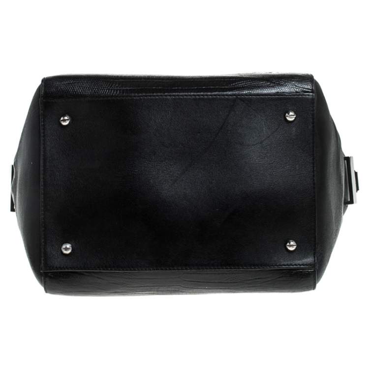 Pre Owned Givenchy Black Croc Embossed Leather Satchel