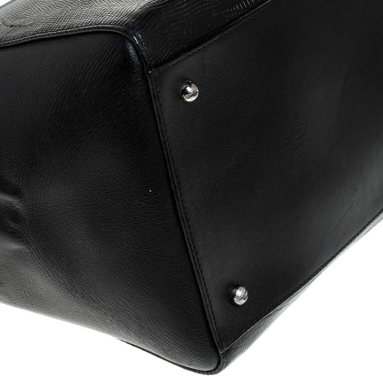 Pre Owned Givenchy Black Croc Embossed Leather Satchel
