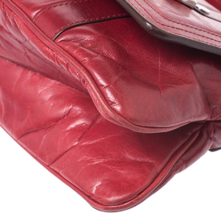 Pre Owned Givenchy Red Leather Logo Shoulder Bag