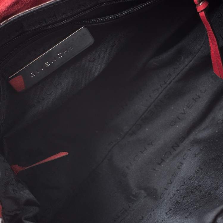 Pre Owned Givenchy Red Leather Logo Shoulder Bag