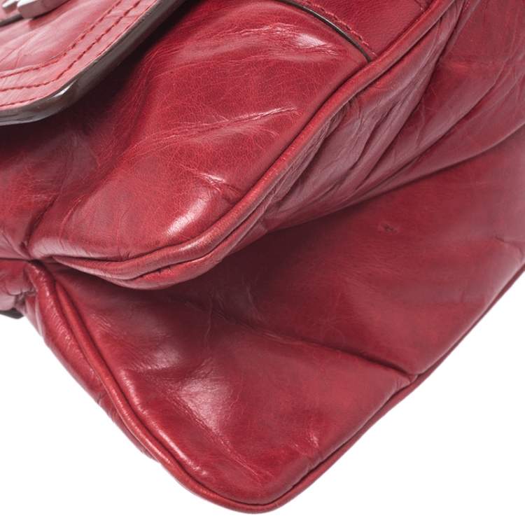Pre Owned Givenchy Red Leather Logo Shoulder Bag