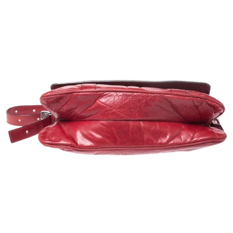 Pre Owned Givenchy Red Leather Logo Shoulder Bag