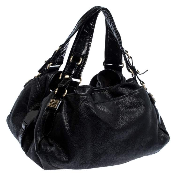 Pre Owned Givenchy Black Leather and Patent Leather Hobo