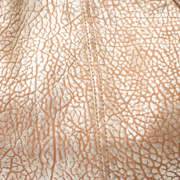 Pre Owned Givenchy Gold/Beige Pebbled Leather Hobo