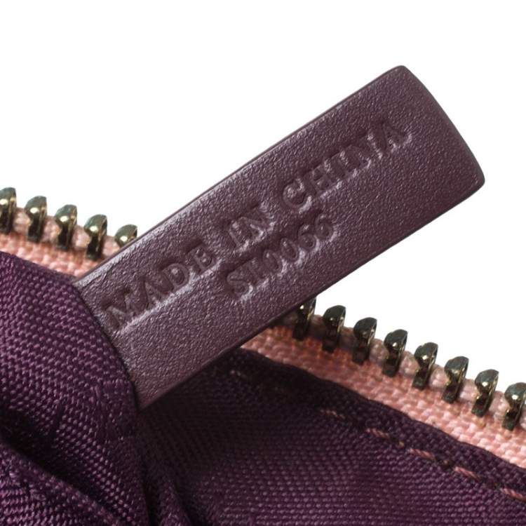 Pre Owned Givenchy Cream/Light Pink Logo Print Canvas Double Pocket Zip Baguette