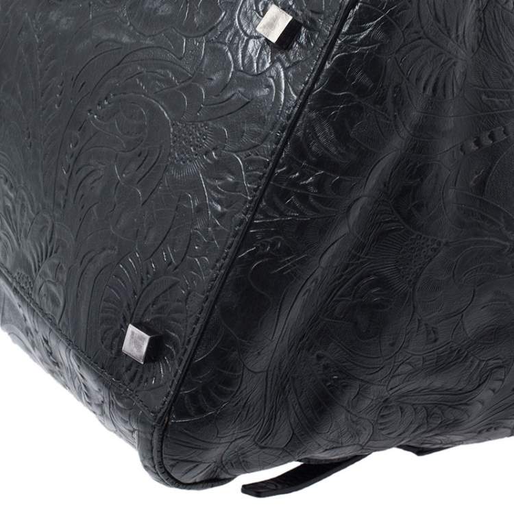 Pre Owned Givenchy Black Paisley Embossed Leather Top Handle Bag