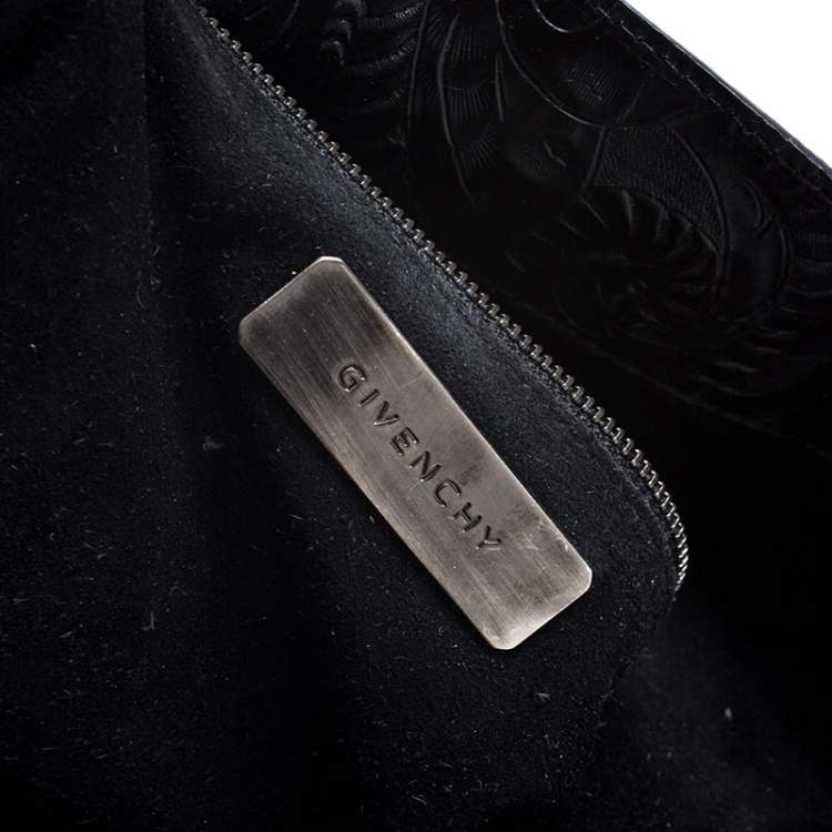 Pre Owned Givenchy Black Paisley Embossed Leather Top Handle Bag
