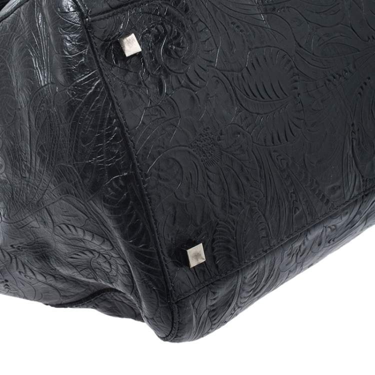 Pre Owned Givenchy Black Paisley Embossed Leather Top Handle Bag